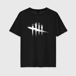 Dead by Daylight White Logo – Женская футболка хлопок Oversize с принтом купить со скидкой в -16%