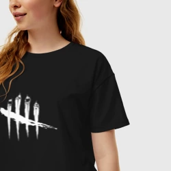 Женская футболка хлопок Oversize Dead by Daylight White Logo - фото 2