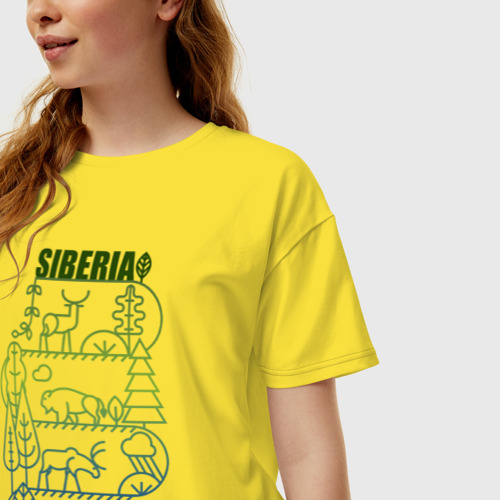 Женская футболка хлопок Oversize с принтом Сибирь, фото на моделе #1