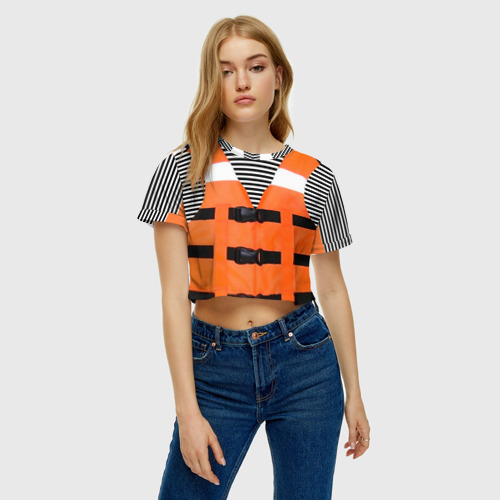 Женская футболка Crop-top 3D Матрос, цвет 3D печать - фото 3