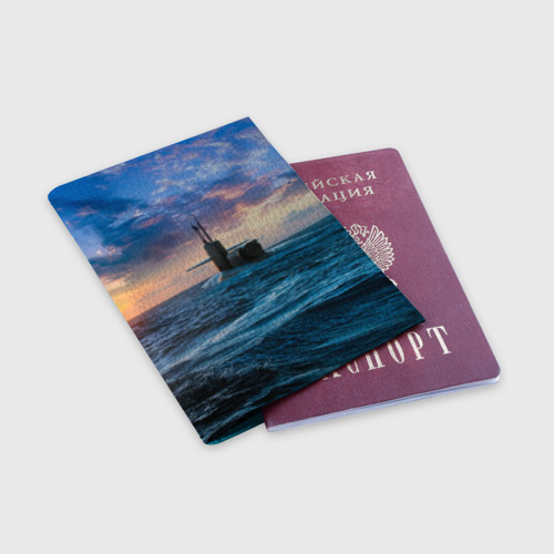 Обложка для паспорта матовая кожа Подводная лодка, цвет голубой - фото 3