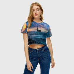 Женская футболка Crop-top 3D Подводная лодка - фото 2