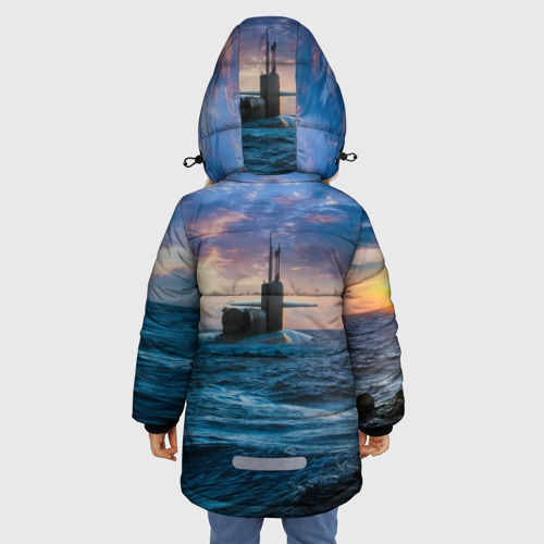 Зимняя куртка для девочек 3D Подводная лодка, цвет черный - фото 4