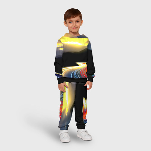 Детский костюм с толстовкой 3D Ночная дорога, цвет черный - фото 3