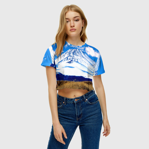 Женская футболка Crop-top 3D Фудзияма, цвет 3D печать - фото 3