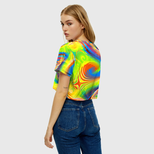 Женская футболка Crop-top 3D Tie-Dye, цвет 3D печать - фото 5