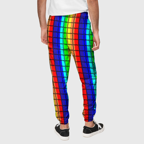 Мужские брюки 3D Радуга (Полосы в мозайку), цвет 3D печать - фото 5