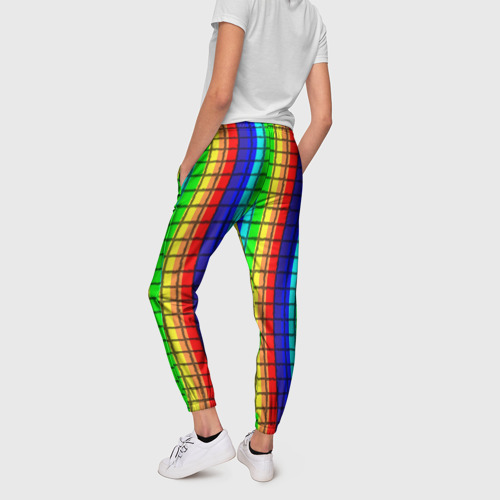 Женские брюки 3D Радуга (Полосы в мозайку), цвет 3D печать - фото 4