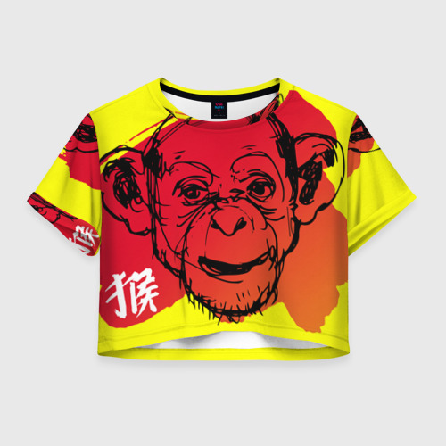 Женская футболка Crop-top 3D Fire Monkey, цвет 3D печать