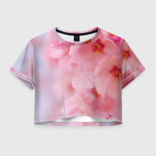 Женская футболка Crop-top 3D Сакура Фото 01 Женская футболка Crop-top 3D Сакура Фото 01