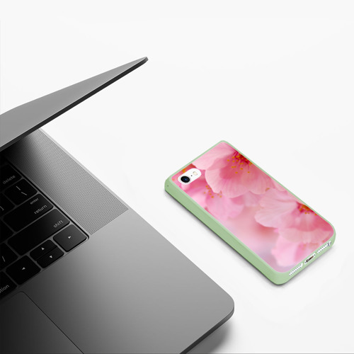 Чехол для iPhone 5/5S матовый Сакура, цвет салатовый - фото 5