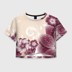 Женская футболка Crop-top 3D Flowers