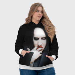 Толстовка с принтом Marilyn Manson для женщины, вид на модели спереди №4. Цвет основы: белый
