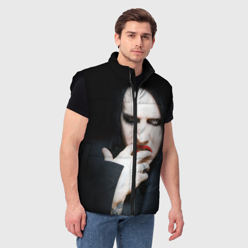 Мужской жилет утепленный 3D Marilyn Manson, цвет черный - фото 3