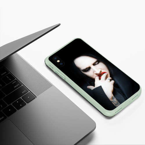 Чехол для iPhone XS Max матовый Marilyn Manson, цвет салатовый - фото 5