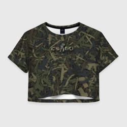 Женская футболка Crop-top 3D CS:GO Оружие камуфляж