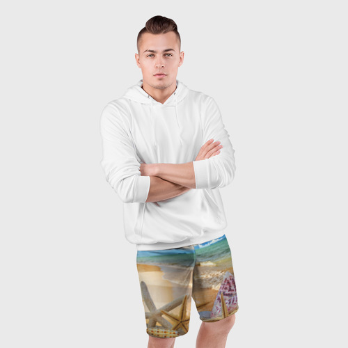 Мужские шорты спортивные Морской пляж 2, цвет 3D печать - фото 5