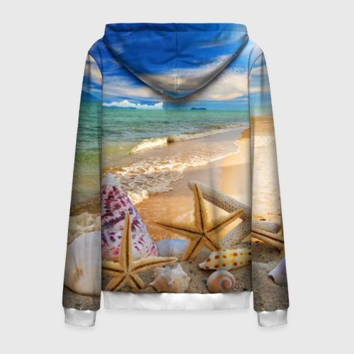 Мужская толстовка 3D на молнии Морской пляж 2, цвет белый - фото 2