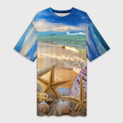 Платье-футболка 3D Морской пляж 2