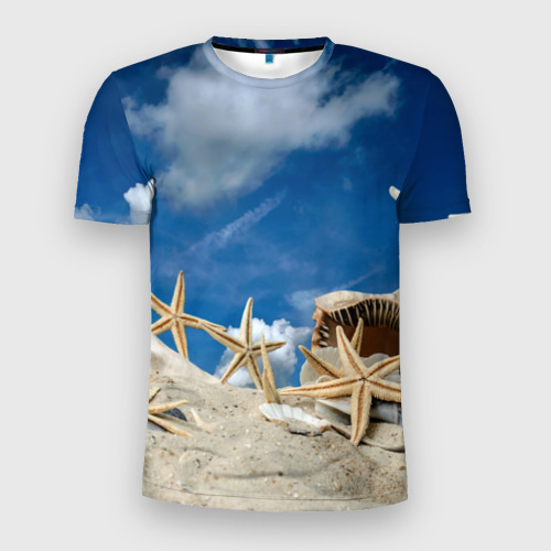 Мужская футболка 3D Slim Морской пляж 3, цвет 3D печать