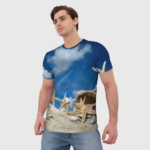 Мужская футболка 3D Морской пляж 3, цвет 3D печать - фото 3