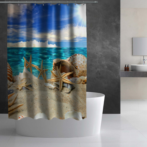 Штора 3D для ванной Морской пляж 4 - фото 2