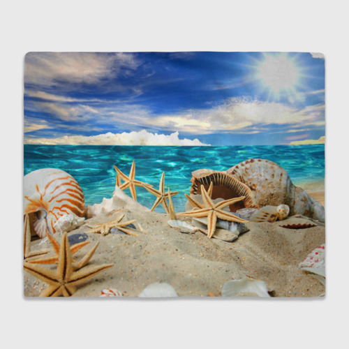 Плед 3D Морской пляж 4, цвет 3D (велсофт)