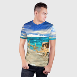 Мужская футболка 3D Slim Морской пляж 4 - фото 2