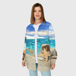 Женская рубашка oversize 3D Морской пляж 4 - фото 2