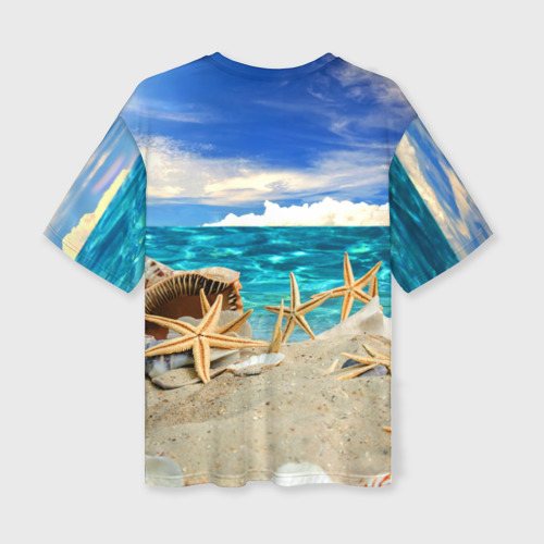 Женская футболка oversize 3D Морской пляж 4, цвет 3D печать - фото 2