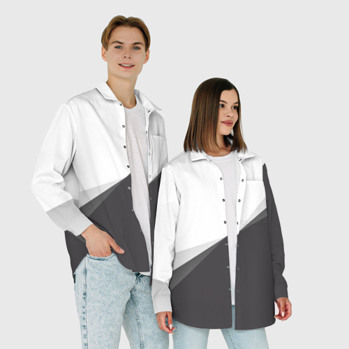 Мужская рубашка oversize 3D Минимализм, цвет белый - фото 6