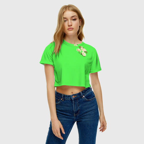 Женская футболка Crop-top 3D Розочки, цвет 3D печать - фото 3