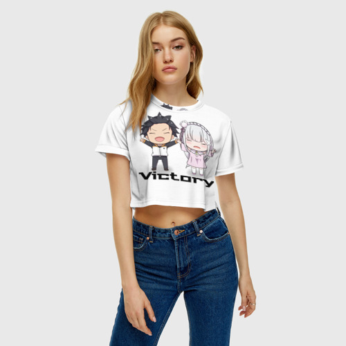Женская футболка Crop-top 3D Re:ZERO VICTORY!, цвет 3D печать - фото 4