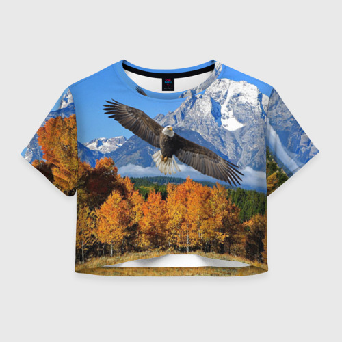Женская футболка Crop-top 3D Орел, цвет 3D печать