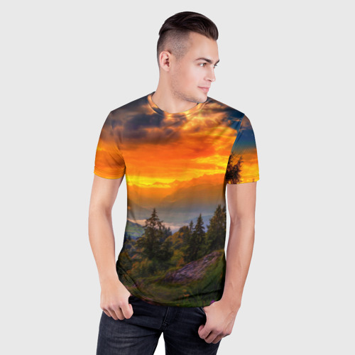 Мужская футболка 3D Slim Пейзаж, цвет 3D печать - фото 3