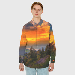 Мужская рубашка oversize 3D Пейзаж - фото 2