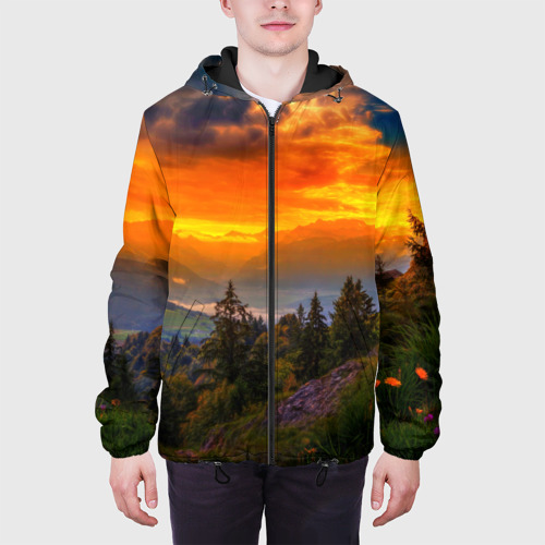 Мужская куртка 3D с принтом Пейзаж, вид сбоку #3