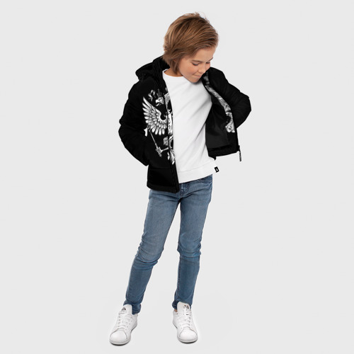 Зимняя куртка для мальчиков 3D Двуглавый орел, цвет черный - фото 5