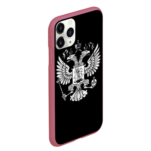 Чехол для iPhone 11 Pro Max матовый Двуглавый орел, цвет малиновый - фото 3