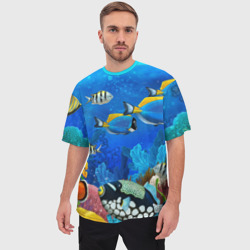 Мужская футболка oversize 3D Экзотические рыбки - фото 2