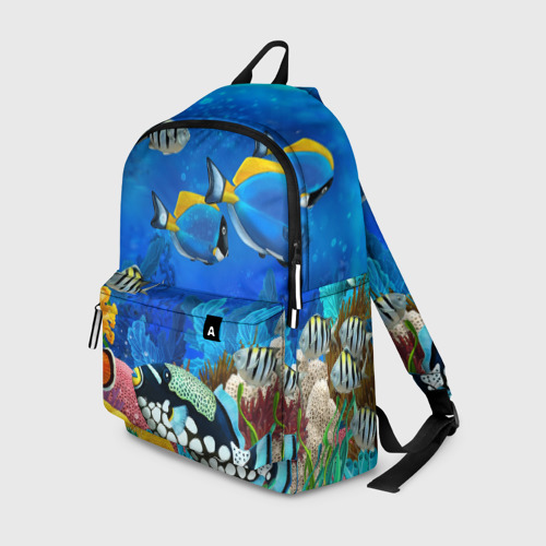 Рюкзак 3D с принтом Экзотические рыбки, вид спереди #2