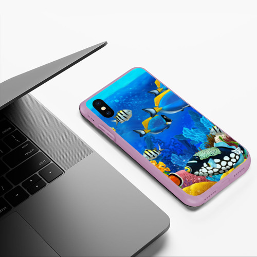 Чехол для iPhone XS Max матовый Экзотические рыбки, цвет сиреневый - фото 5