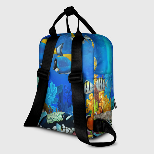 Женский рюкзак 3D с принтом Экзотические рыбки, вид сзади #1