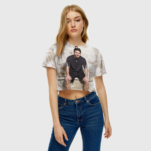 Женская футболка Crop-top 3D Месси, цвет 3D печать - фото 3