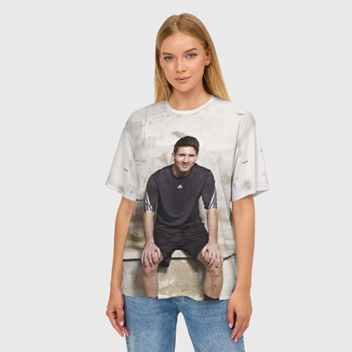 Женская футболка oversize 3D Месси, цвет 3D печать - фото 3