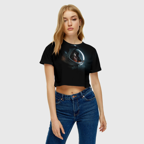 Женская футболка Crop-top 3D Астронавт, цвет 3D печать - фото 3