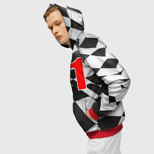 Мужская толстовка 3D на молнии Формула 1, цвет красный - фото 5