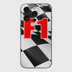 Чехол для iPhone 15 Pro силиконовый с защитой камеры Формула 1