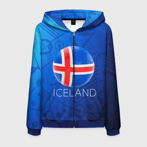 Мужская толстовка 3D на молнии Исландия, цвет синий