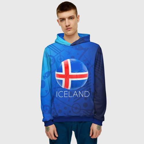 Мужская толстовка 3D Исландия, цвет синий - фото 3
